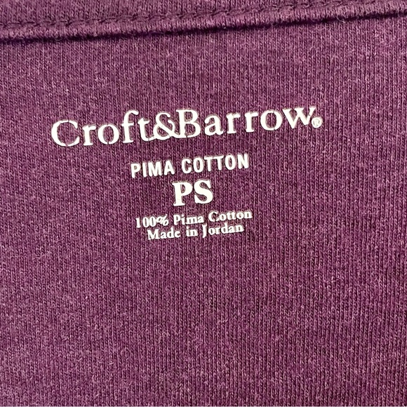 💜 Croft & Barrow Pima Cotton V-Neck Long Sleeve Top Purple Petite Small - Picture 3 of 4